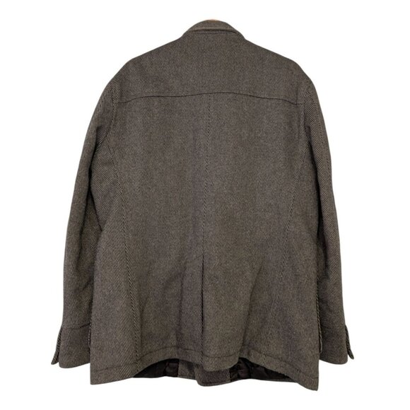 Hugo Boss Mens 44R Colbert Wool Blend Field Jacket Grey Tweed Epaulets - Picture 2 of 13